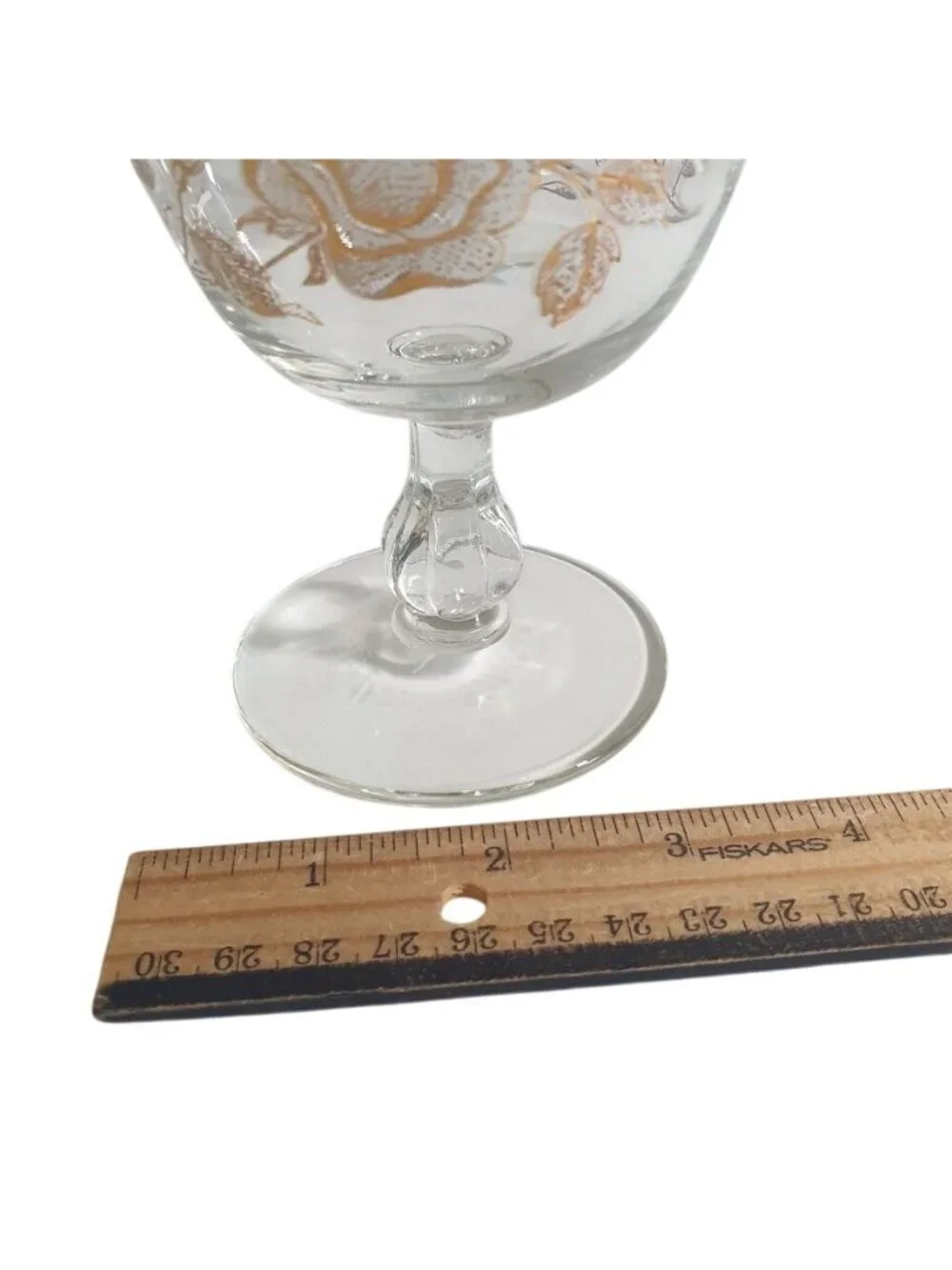 Vintage Floral Gold Trim Libbey Stemmed Glass Dessert Champagne Coupe Set of 4